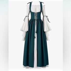 Renaissance Costume with Emerald and White Dress